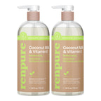Renpure Coconut Milk & Vitamin E Moisturizing Body Wash - Gently Cleanses & Restores Moisture Balance - For Soft, Hydrated & Healthy-Looking Skin - With Coconut Oil & Vitamin E - 24 Fl Oz, 2 Pack