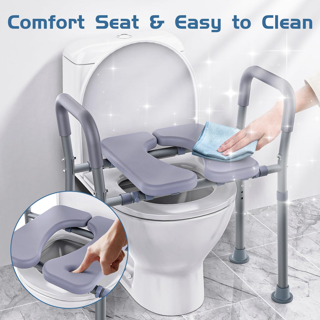 Dedibody Toilet Seat Risers for Seniors, Raised Toilet Seat with Handles, Adjustable Height & Width, Heavy Duty Up to 550lb Handicap Elevated Toilet Seat for Elderly, Pregnant, Fit Any Toilet
