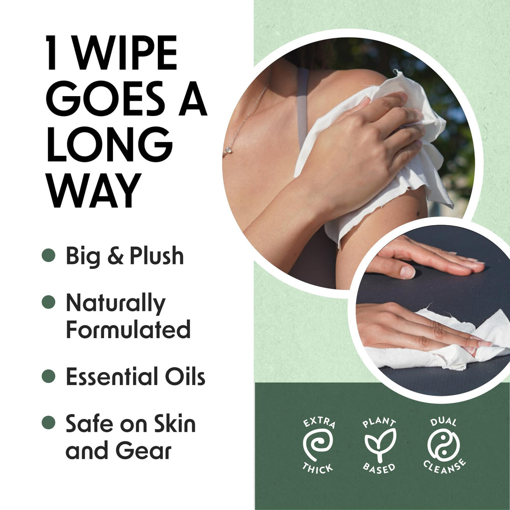 Wipex Gym Cleaning Wipes Bundle - Get (1) 400ct Lemongrass Surface Wipes & (1) 225ct Body Cloths for After Workout, Plant-Based Fitness Equipment Wipes, Clean Surfaces & Mats and Peloton Bike