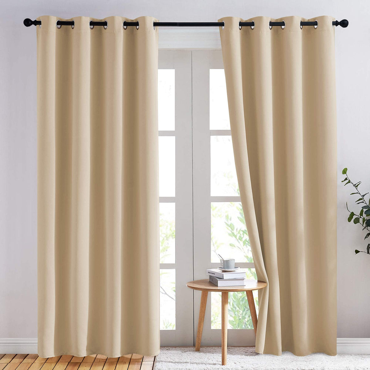 NICETOWN Biscotti Beige Blackout Curtains 84 Inches Long, W52xL84, 2 Panels