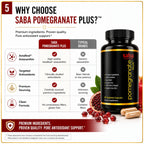 Saba Pomegranate Plus™ | Premium Longevity Support with AstaReal® Astaxanthin & Pomegranate Extract | Advanced Antioxidant Support for Healthy Aging, Cellular Protection & Daily Vitality | 60 Capsules