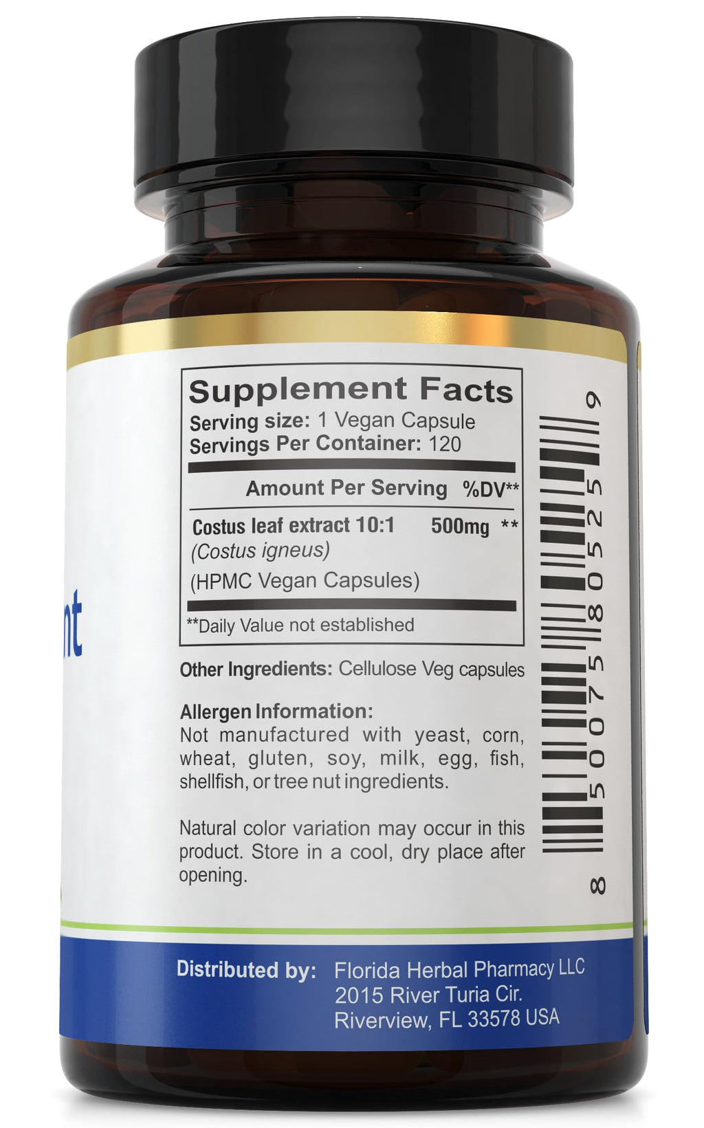 Insulin Plant Costus Igneus Extract Capsules 10:1 (120 Capsules)