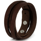 Simaru Genuine Italian Leather Bracelet for Men, Adjustable Double-Wrap Wristband, Vegetable-Tanned Leather, Brass Closure, Handmade in Germany, Gift for Him