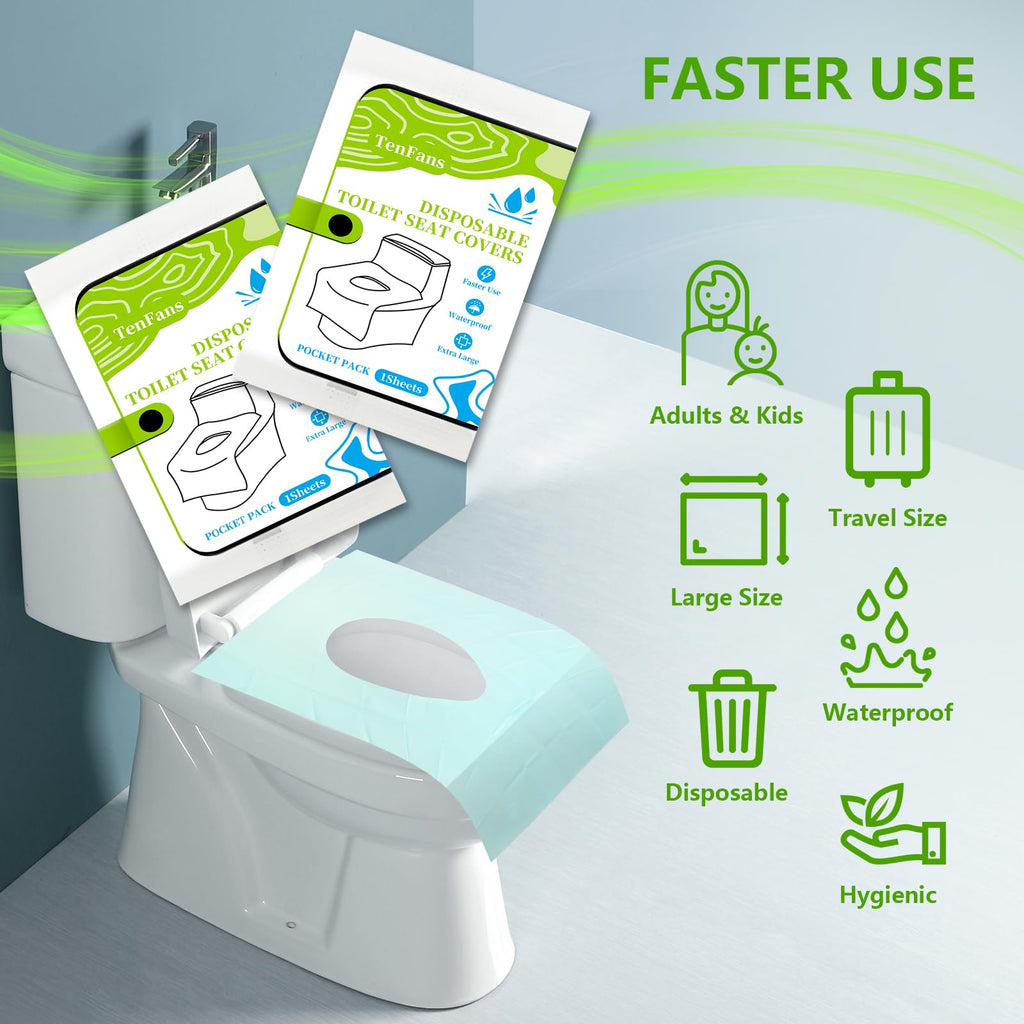 Disposable Toilet Seat Covers - 70-Pack Waterproof XL Travel Pack