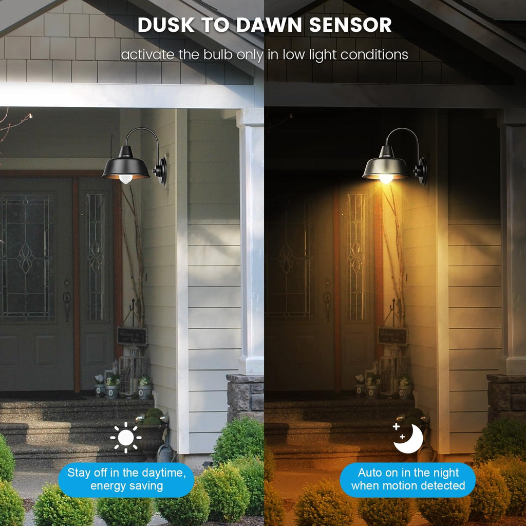 Aovpex Motion Sensor Light Bulbs, Dusk to Dawn, 13W 100W Equivalent, Movement Activated Security LED Bulb, 2700K Warm White, for Outdoor Indoor, Porch Garage Basement Hallway Closet, 4 Pack