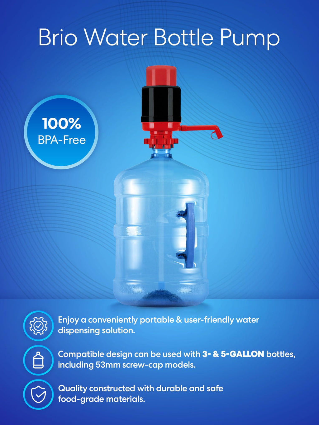 Brio Universal Manual Drinking Water Pump (Red/Black)