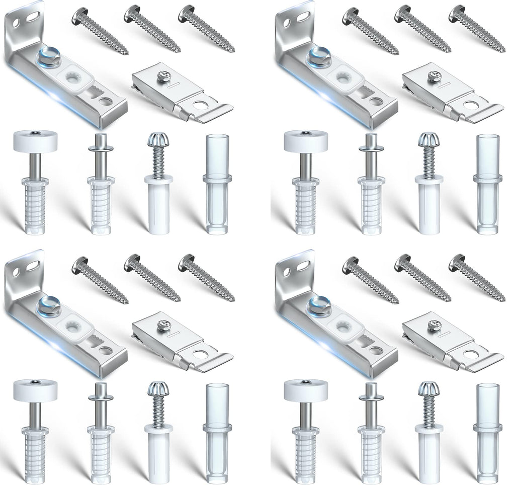 Bifold Door Hardware Repair Kit - 4 Packs Bi-fold Sliding Closet Doors Replacement Parts Include Top & Bottom Bracket, 3/8" Pivot, 7/8" Guides Wheel, for Folding Pocket Door Accordion