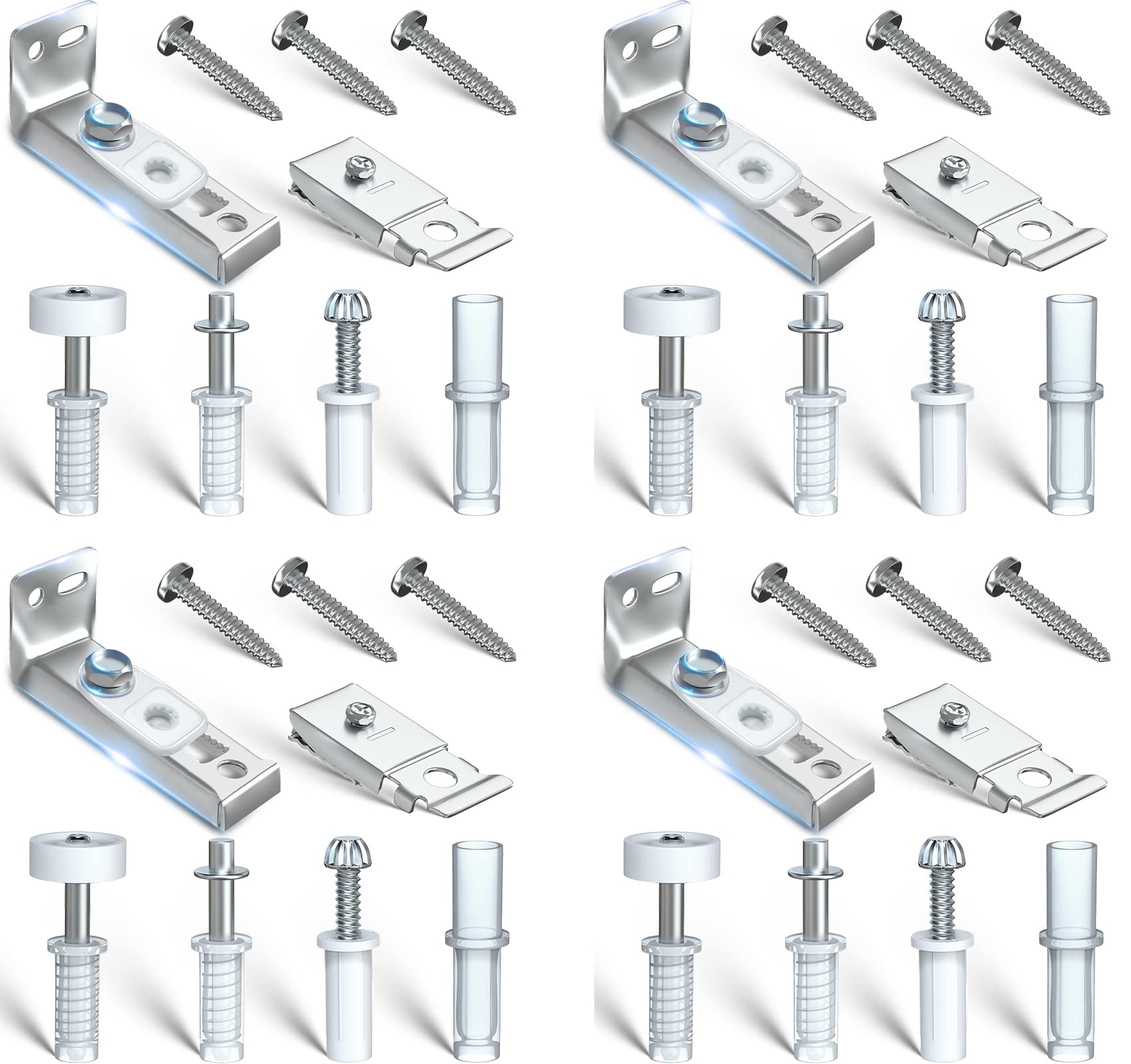 Bifold Door Hardware Repair Kit - 4 Packs Bi-fold Sliding Closet Doors Replacement Parts Include Top & Bottom Bracket, 3/8" Pivot, 7/8" Guides Wheel, for Folding Pocket Door Accordion