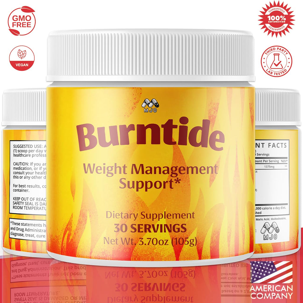 Burntide Powder, Official Burn Tide Powder Mixture with All Natural Ingredients, Advanced Weight & Wellness Support Supplement, Max Strength Healthy Lifestyle Vitamins for Women and Men (30 Servings)
