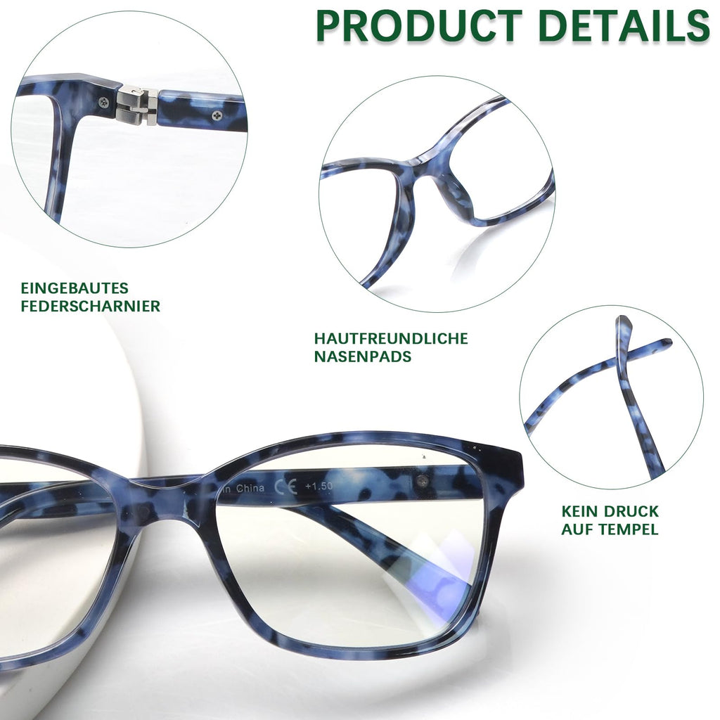 STASTEND 4 Pack Progressive Multifocus Reading Glasses for Women Men Spring Hinge Blue Light Blocking Readers (Multicolor-1, 1.75, x)