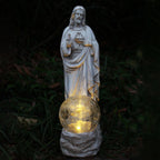 xxoasis Jesus Statue Outdoor Decor Solar Lights, Religious Garden Statue,Blessed Father Outdoor Figure for Home/Garden Decor, Gift for Men/Father(11.22" H)
