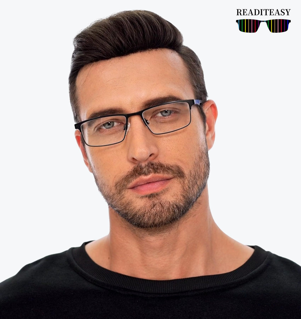 READITEASY 3 Pack Reading Glasses 1.75 Men Blue Light Blocking, Readers Men with Spring Hinge Reduce Eyestrain/UV/Dryness, Mens Reading Glasses 1.75+