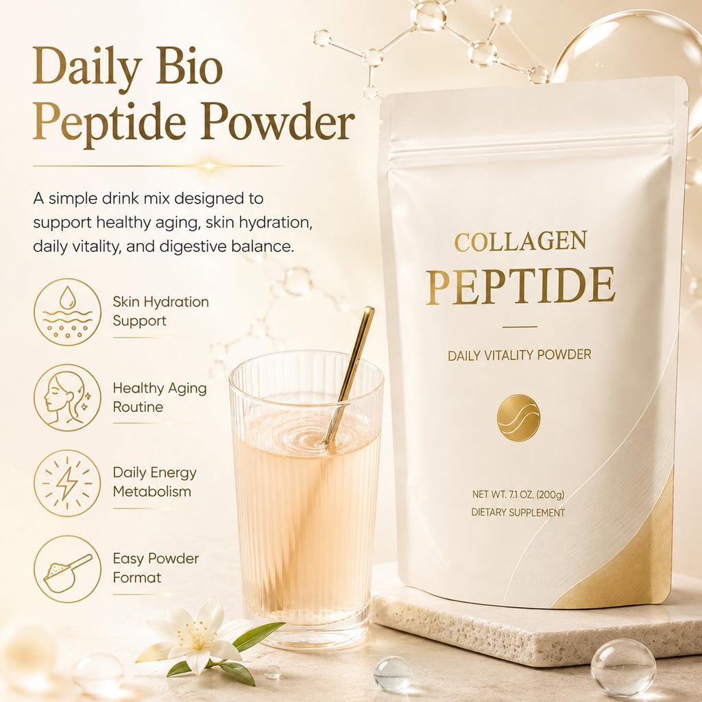 Kunnozz Bio Peptide Powder, with Hyaluronic Acid, Probiotics, B Vitamins, Natural Flavor, 200 Grams