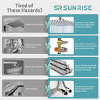 SR SUN RISE Polished Chrome Square Rainfall Shower Head and Handle Set, Wall Mounted Shower Fixtures, Metal Shower Faucet Trim Repair Kits (With Shower Valve)