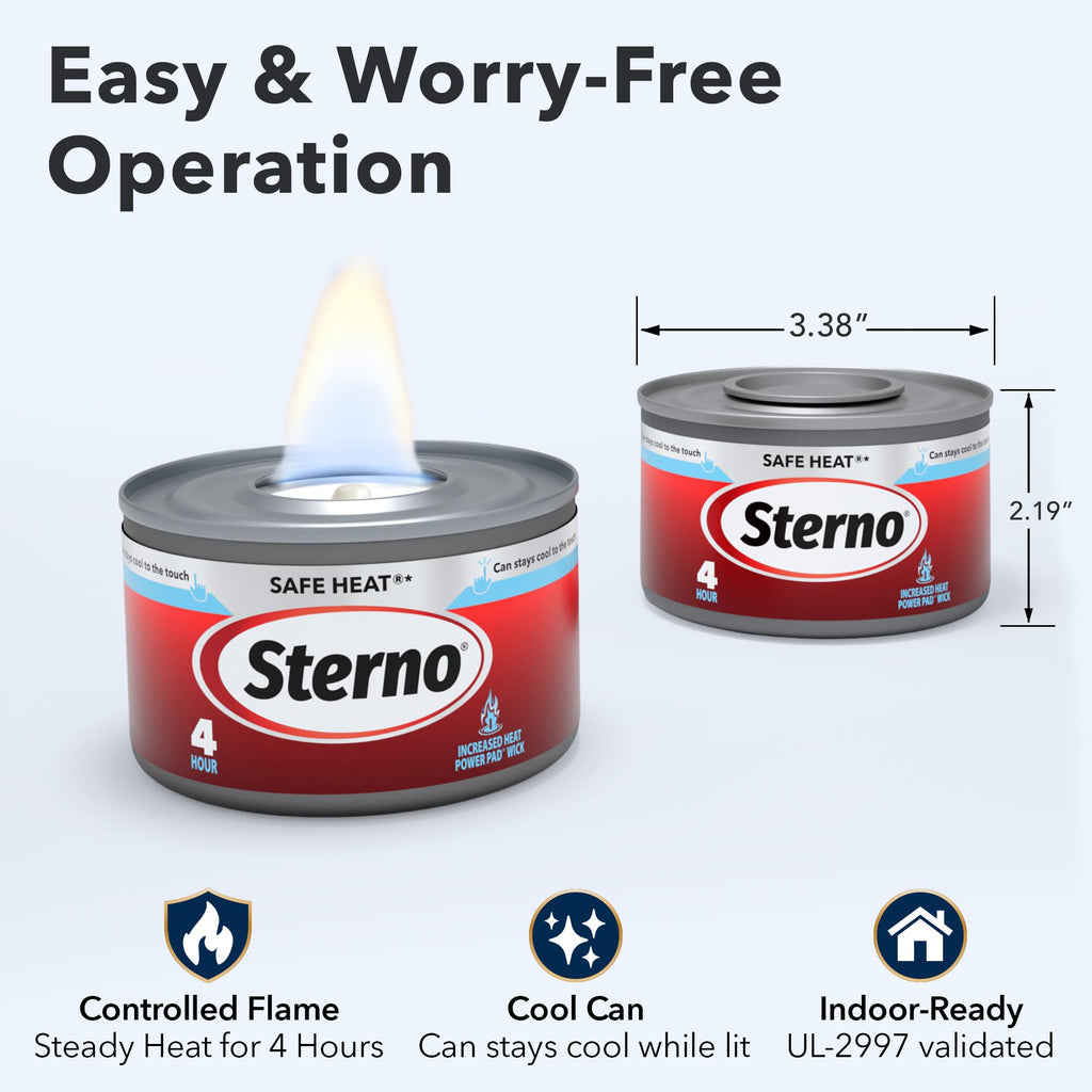 Sterno Safe Heat PowerPad Chafing Fuel, 4-Hour Burn, 12 Pack