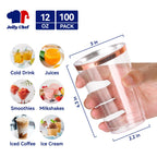JOLLY CHEF 12 oz Rose Gold Plastic Cups Tumblers 100 Pack Disposable Clear