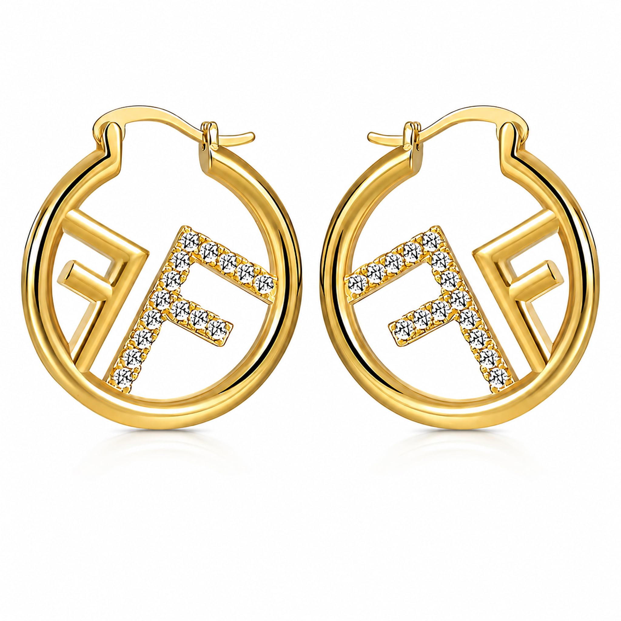 OANM studio 18K Gold Plated Hypoallergenic CZ Small Huggie Earrings for Her