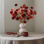 Hananona 12 Pcs Artificial Chrysanthemum Flowers, Orange Kiku Pom Pom Mums Flower Faux Fall Floral for Autumn Halloween Kitchen Table Centerpiece Home Decor (12, Burgundy, Burnt Orange, Deep Peach)