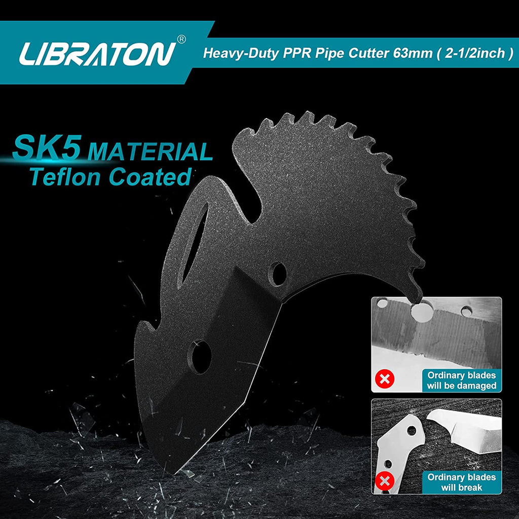 Libraton PVC Pipe Cutter, Up to 2-1/2", Ratchet Pipe Cutter Heavy-Duty, Pex Cutting Tool for Cutting PEX, PVC, PPR Plastic Hoses and Plumbing Pipe