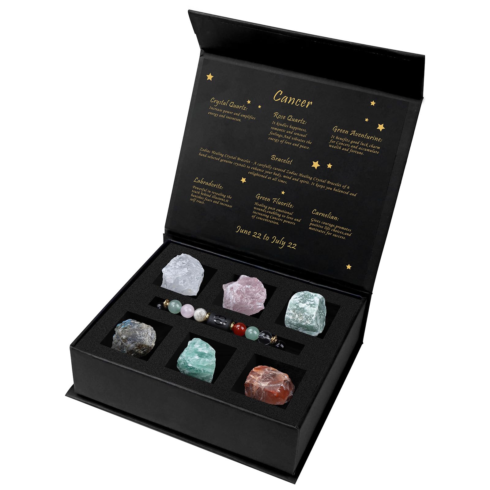 GolbalJew Crystals Gift Set, Zodiac Signs Healing Crystals Birthstones with Horoscope Box Set Astrology Crystal Bracelet Healing Stones Gifts