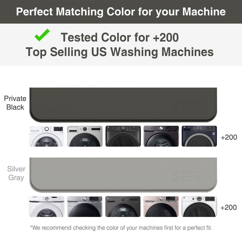 2 PACKS SEIRI Washer and Dryer Topper, 26" x 26" Silicone Dryer Top Protector Mats for Flat Top Surface Cover and Front Load Washing Machine Non-Slip Waterproof Laundry Topper Mat Large (Light Gray)