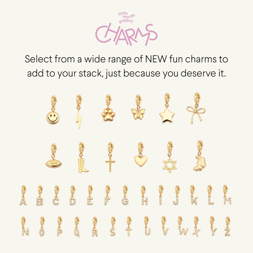 Little Words Project Initial Charm, A, Customizable Charm for Bracelets, Necklaces, Keychains & More