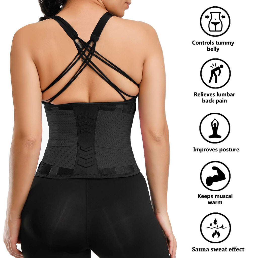 VENUZOR Waist Trainer Belt for Women - Waist Cincher Trimmer - Slimming Body Shaper Belt - Sport Girdle Belt (UP Graded)(Black,M)