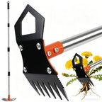 HRADHOL Weed Puller Tool with Long Handle, 60" Manual Weed Remover Tool, 2-in-1 Weeder Rake and Hoe Garden Tool, Uprooting Weeding Tool for Yard, Lawn, Patio, Garden