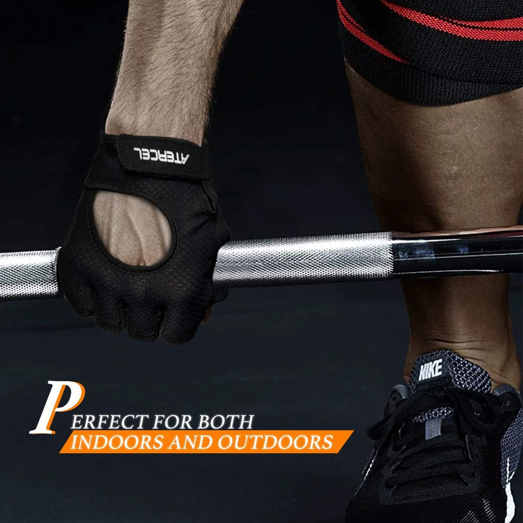 ATERCEL Weight Lifting Gloves Full Palm Protection, Workout Gloves for Gym, Cycling, Exercise, Breathable, Super Lightweight for Men and Women(Black, M)