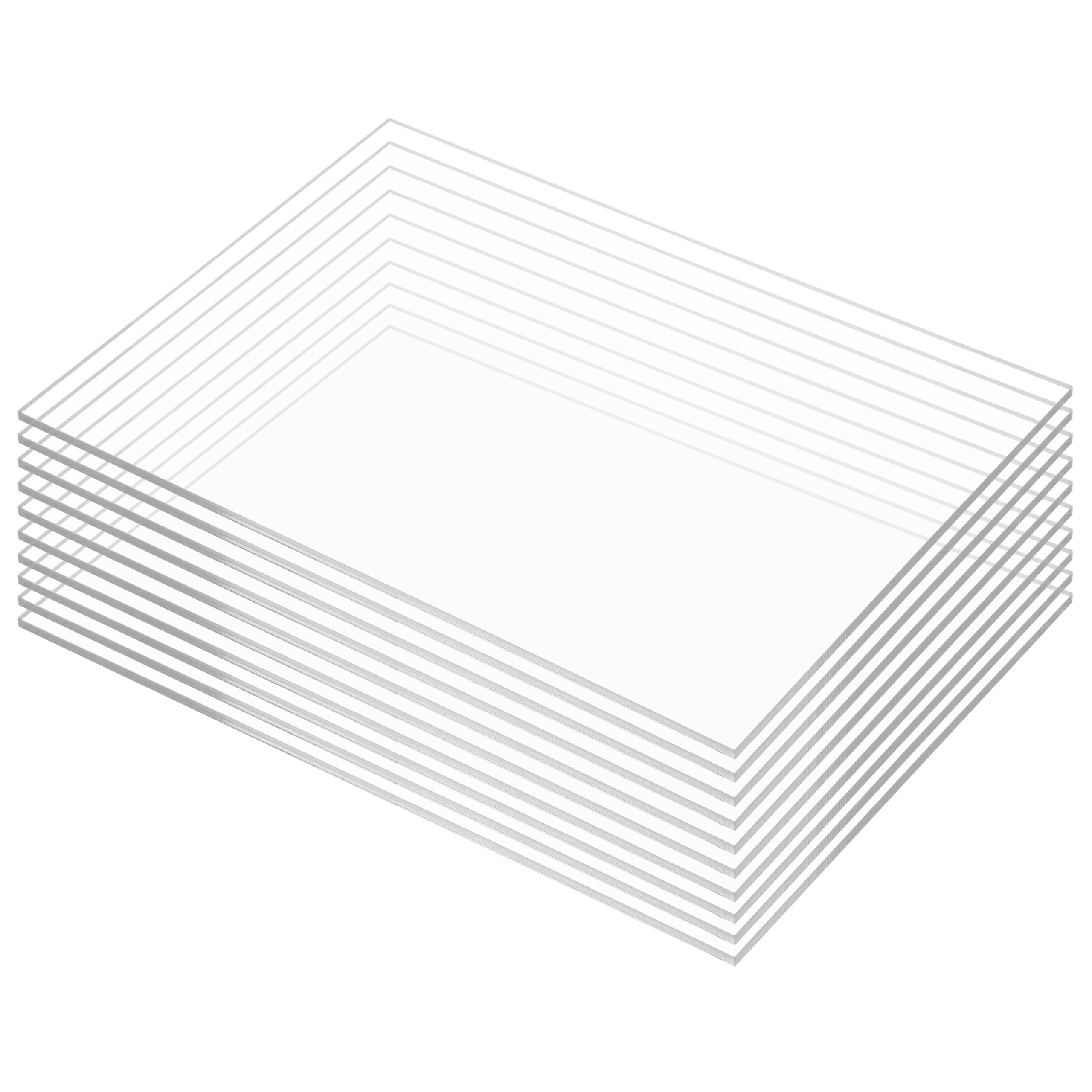 KAITELA Pack of 10 Clear Acrylic Sheets 12" x 16" Cast Plexiglass Panel 1/8" Thick (3mm) Transparent Plastic Board for Signage, Craft, Display Projects, Laser Cutting, Engraving