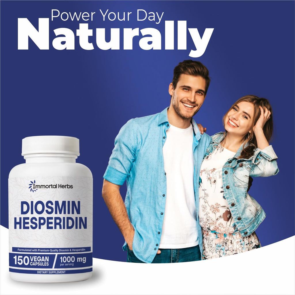 Immortal Herbs Diosmin Hesperidin 1000mg Complex, 150 Capsules, Citrus Bioflavonoids Rich Fruit Extract, 100% Vegetarian, Non-GMO & Gluten Free Diosmin Supplement with Max Strength