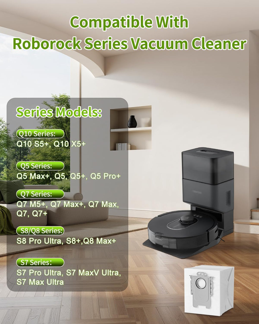 VBN 18 Packs Q10 Q7 Q5 Dust Bags for Roborock Q7 M5+, Q10 S5+/Q10 X5+