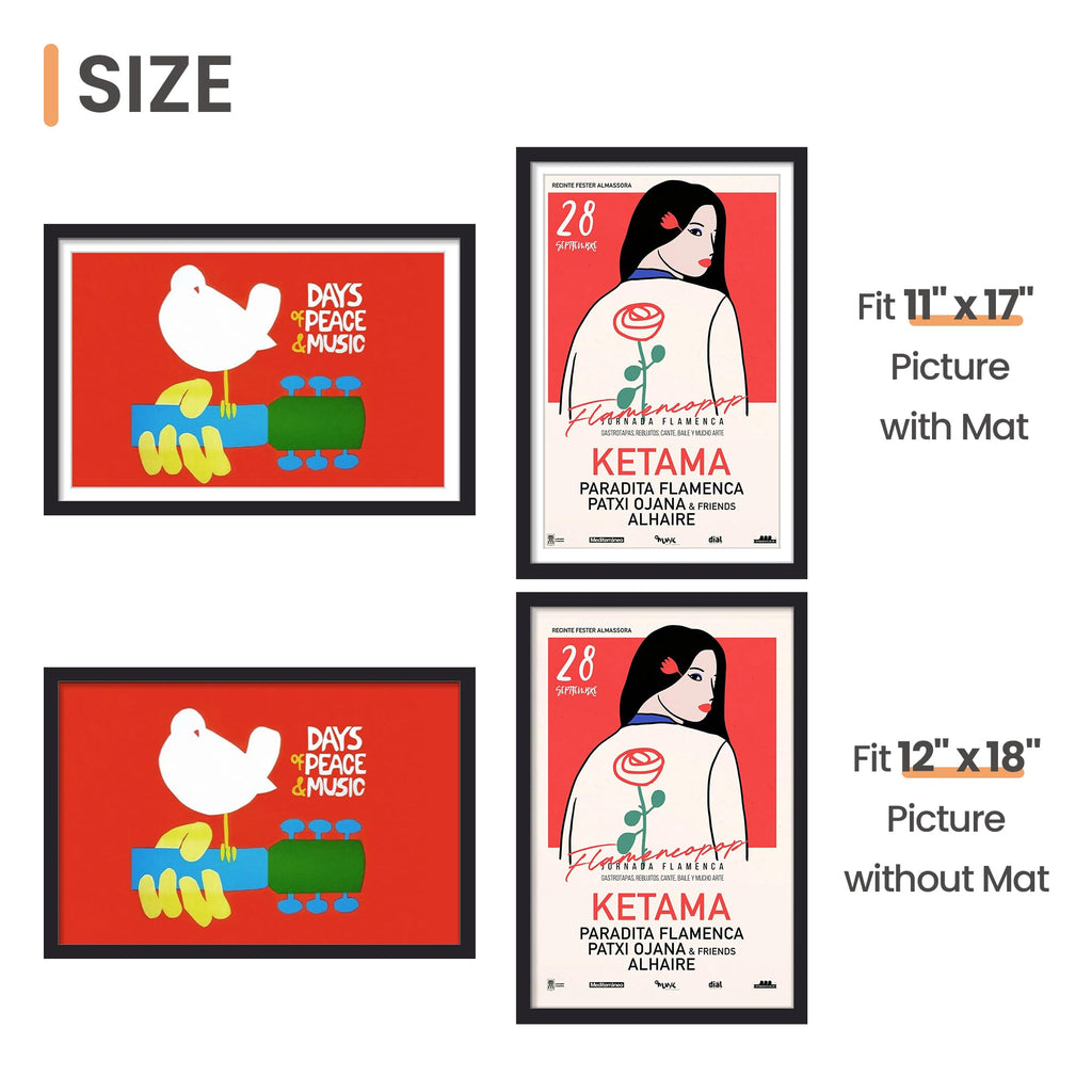 upsimples 12x18 Picture Frame, Wall Decor Poster Frames, Black 1 Pack