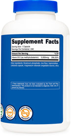 Nutricost Vitamin B12 (Methylcobalamin) 5000mcg, 240 Capsules - Vegetarian Caps, Non-GMO, Gluten Free B12 Supplement