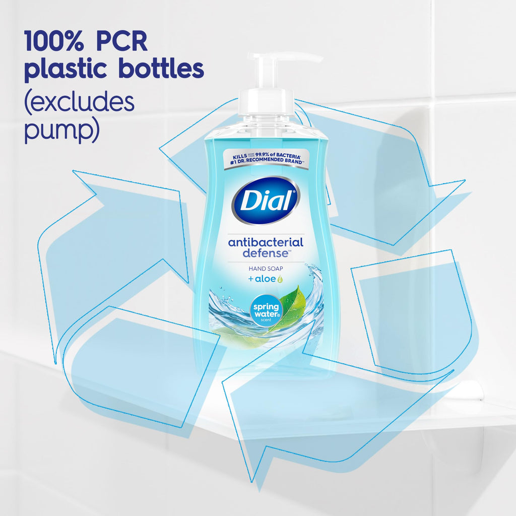 Dial Antibacterial Defense Liquid Hand Soap + Aloe, Spring Water Scent, 52 Fl Oz Hand Soap Refill (Pack of 3), Dermatologist-Tested, Gentle Formula