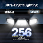 VIVOHOME Solar Flood Lights Outdoor, 256 LED 2500LM Motion Sensor Lights, 3 Adjustable Heads Security Lights, IP65 Waterproof, 270° Wide Lighting Angle Solar Powered Lights for Porch, Yard