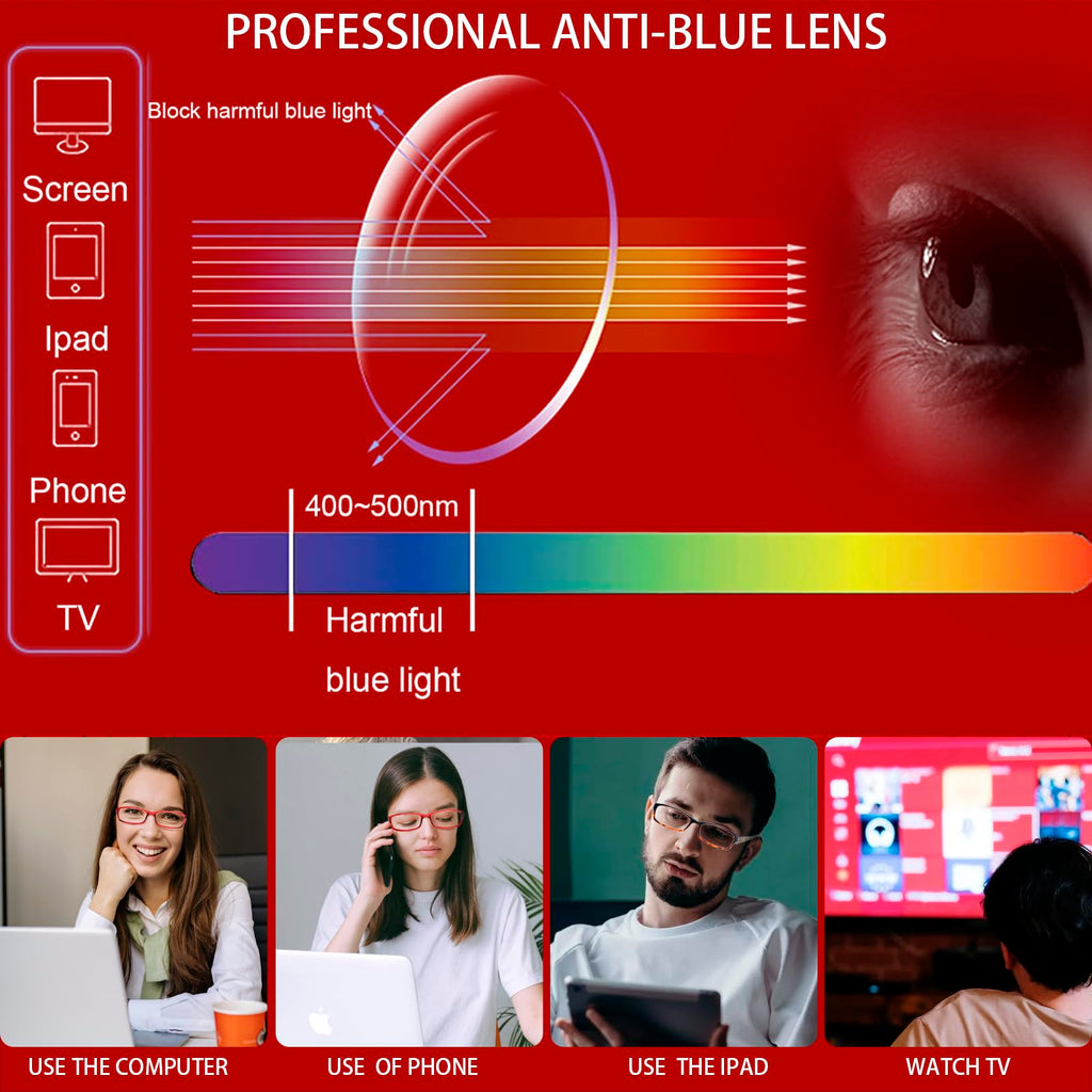 Kerecsen Computer Reading Glasses for Women Blue Light Blocking Glasses for Reading Fashion Pattern Print Eyeglasses for Womens(Mix Color -7, 1.50)