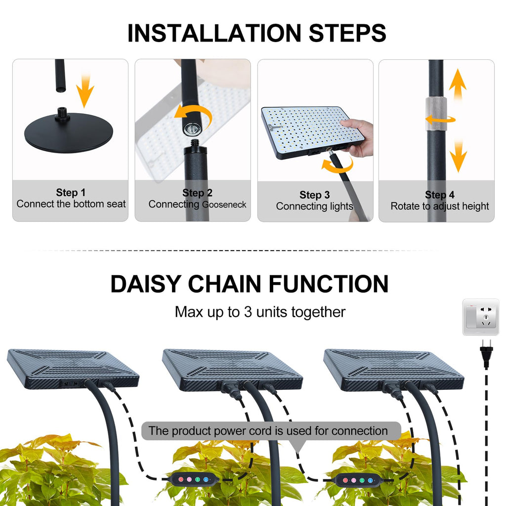 Orchbloom Tabletop Grow Lights for Indoor Plants 25 Watt, Bright Natural Sunlight Full Spectrum Plant Growing Lamps for Houseplants & Bonsai, 4/8/12/16/20H Timer Plant Light Auto On/Off Everyday