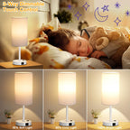 Dicoool Touch Bedside Table Lamp with USB - 3 Way Dimmable White Lamp for Bedroom Nightstand, Desk Lamp with Charging Station for Dorm, Office, Kids Room, Living Room