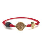St Benedict Red String Bracelet for the New Family Member Genuine Azabache Jet Stone Welcome to the World