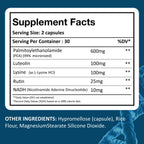 XpandAge Life Sciences Palmitoylethanolamide(micronized Pea) with Luteolin,Nadh,Rutin and Lysine for Immunity,Nervous* System* Support and Overall Wellness.60 Vegetable Capsules, Made in USA.