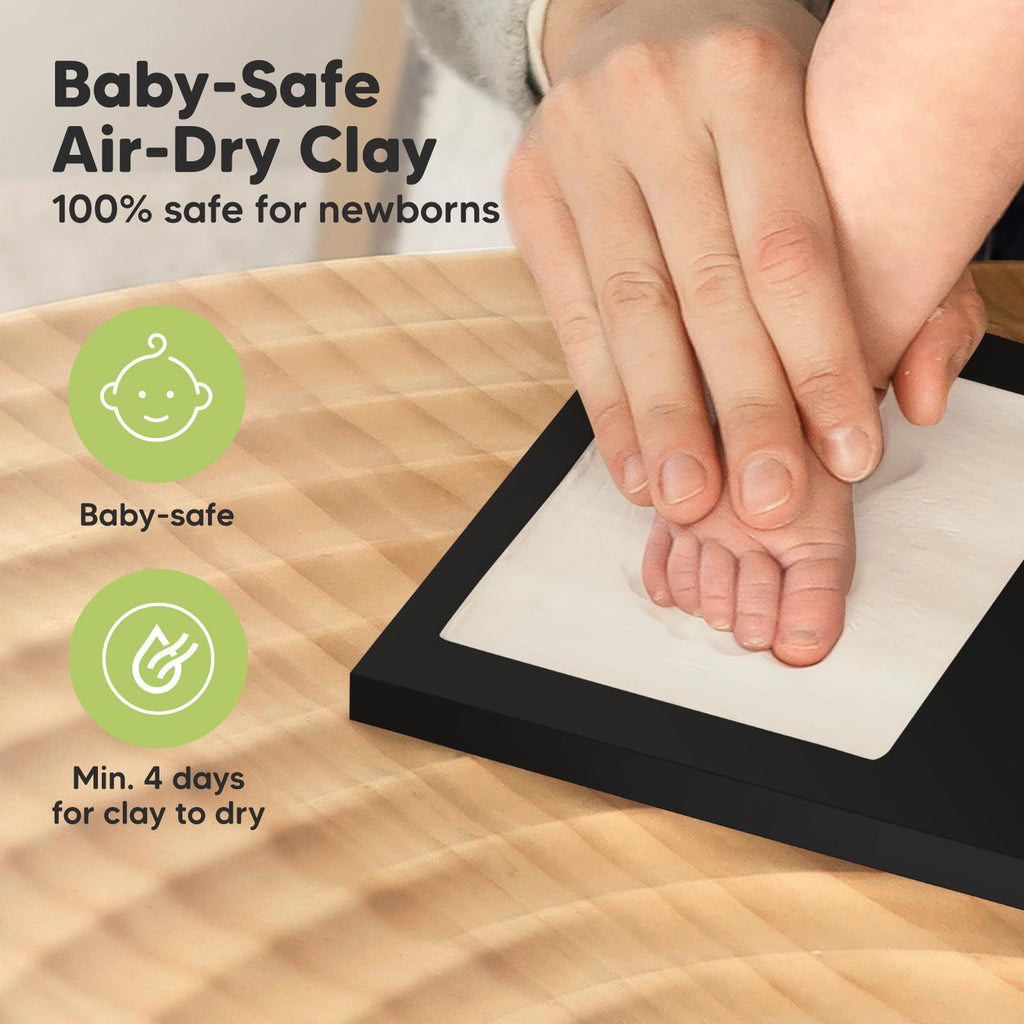 KeaBabies Baby Hand and Footprint Kit, Clay Keepsake Frame (Onyx Black)