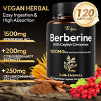 LSOIUX Berberine HCL 1500mg for Weight Loss with Ceylon Cinnamon & Citrus Bergamot | Triple Action Formula for Metabolic Support* | Third-Party Tested Certified, Vegan Capsules, 120 Count