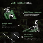 5-in-1 Torch Lighter with V-Shape Shear, Punch, Holder, and Draw Enhancer, Triple Windproof Flame, All-in-one Lighter with Multi-Functional Accessory, Refillable Butane Lighter with Gift Box for Men