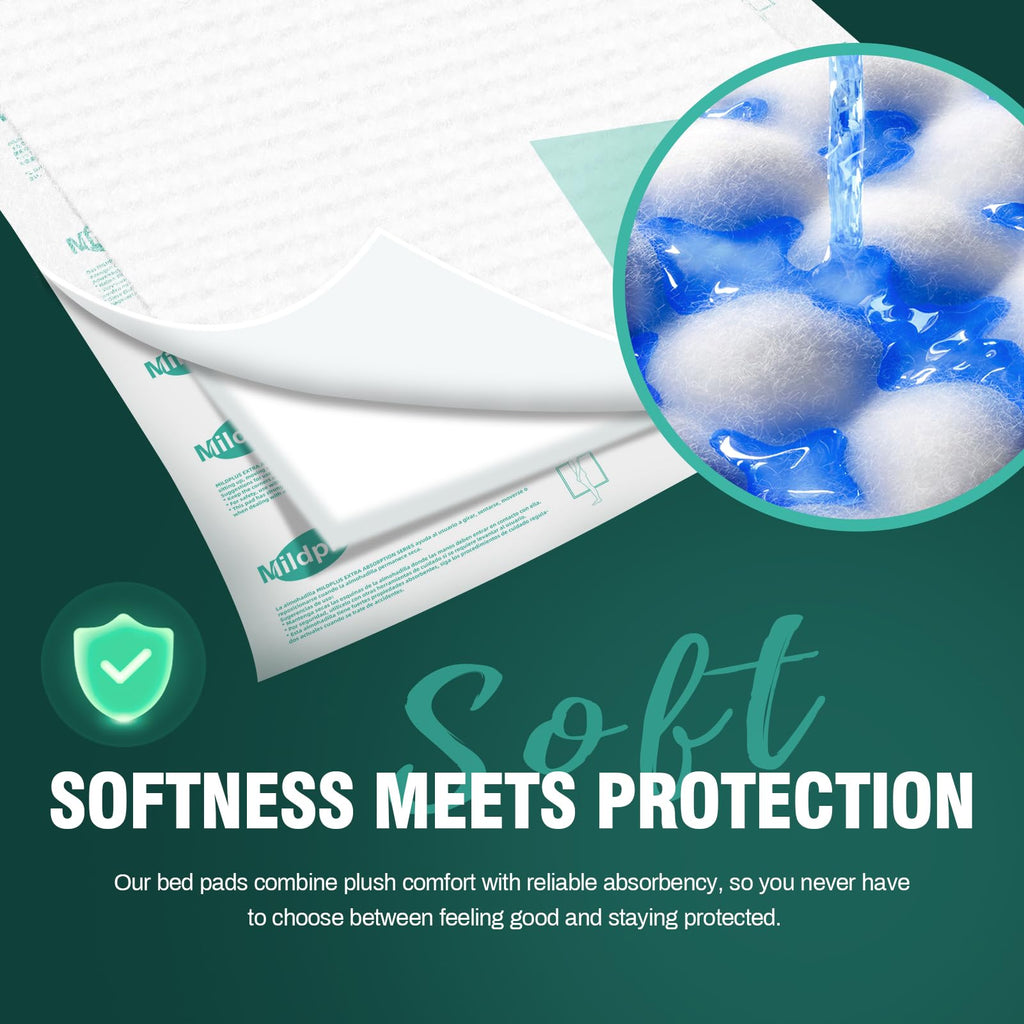 MILDPLUS Heavy Duty Underpads 30"X36", 25 Count, Ultra Absorbent Chucks Pads 130 Grams Disposable Bed Pads with Strength Cloth Backing Incontinence Pads for Adults, Kids or Pets