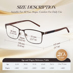 DJOLENSA 3 Pack Reading Glasses Men, Blue Light Blocking Reading Glasses 2.0, Anti Eyestrain/Glare/UV, Metal Frame Spring Hinge Computer Readers with Pouches (2.0+)