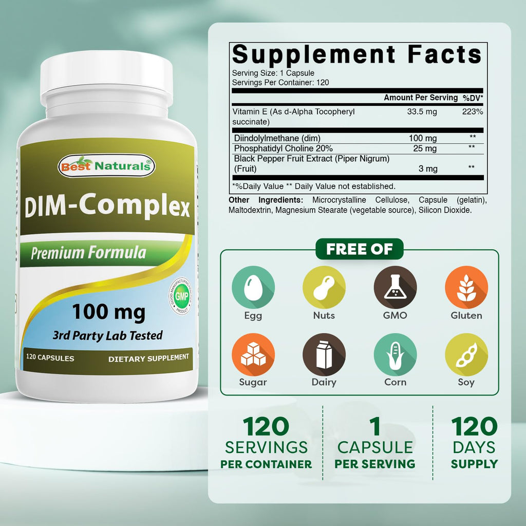 Best Naturals DIM Complex 100 mg 120 Capsules (120 Count (Pack of 3))