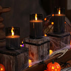 Homemory Grey Glass Flameless Candles, Real Wax, Remote Timer, 3 Pack