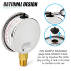 MEANLIN MEASURE -30inHG~30Psi Stainless Steel 1/4" NPT 2.5" FACE DIAL Vacuum Pressure Gauge, Lower Mount (Pack of 2), with 1/2" NPT and 3/8" NPT Hex Bushing