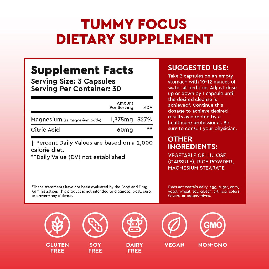 JJ Smith Tummy Focus – Digestive Cleanse Supplement with Ozonated Oxygenated Magnesium – Supports Digestion, Regularity, Bloating, Gut Balance, Nutrient Absorption, Energy & a Flatter Belly